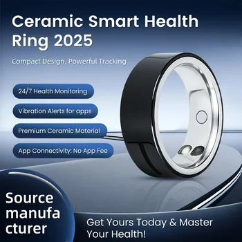 Anello Intelligente in Ceramica QINO K12 con Avvisi di Vibrazione per Notifiche di Chiamate, Monitoraggio della Salute Smart Touch per Uomini, Custodia di Ricarica Gratuita