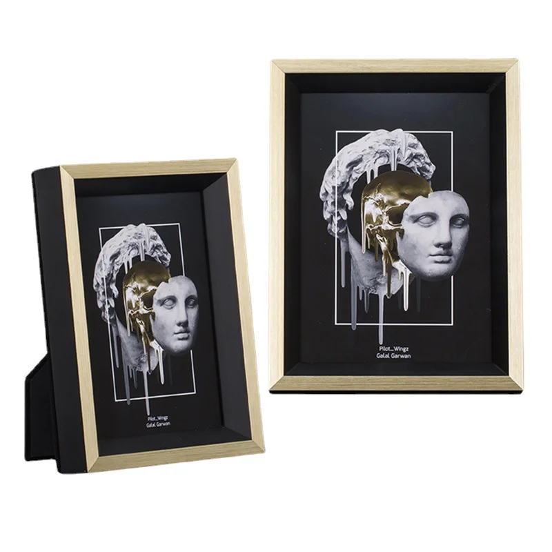 

6 Inch 7 Inch 10 Inch Gold Black Solid Wood Photo Frame Ornament Hanging Wall Dual Use Frames for Pictures Framed Art