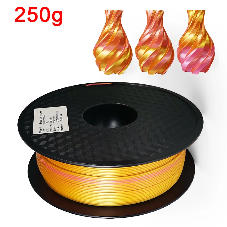 Filamento Pla de seda para impresión 3D, 1,75mm, 250g, Metal brillante,  0,25 kg, Negro, Rojo, etc., 19 colores - AliExpress