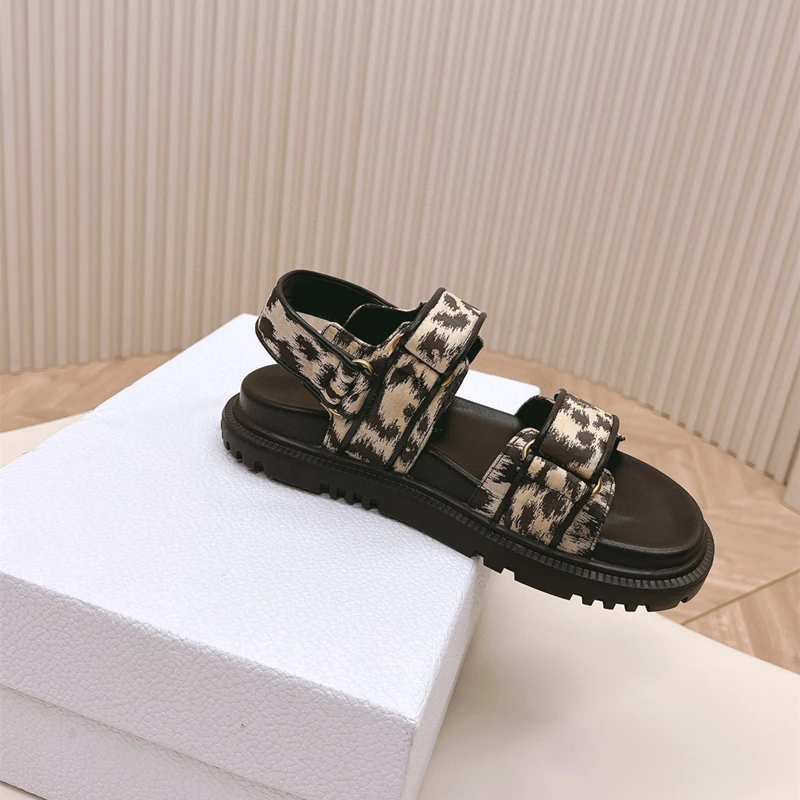 

Casual Lady Summer Sandals Women Shoes Leopard Printed Peep Toe Strappy Slingback Beach Sandals Sandalias Mujer Zapatos Mule