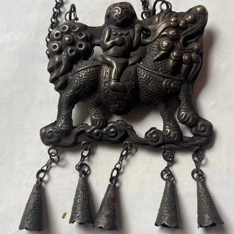 

Antique Miscellaneous Collection Qing Dynasty KIRIN Gift Silver Locking Plate Silver Pendant Silver Locking Plate Old Silverware