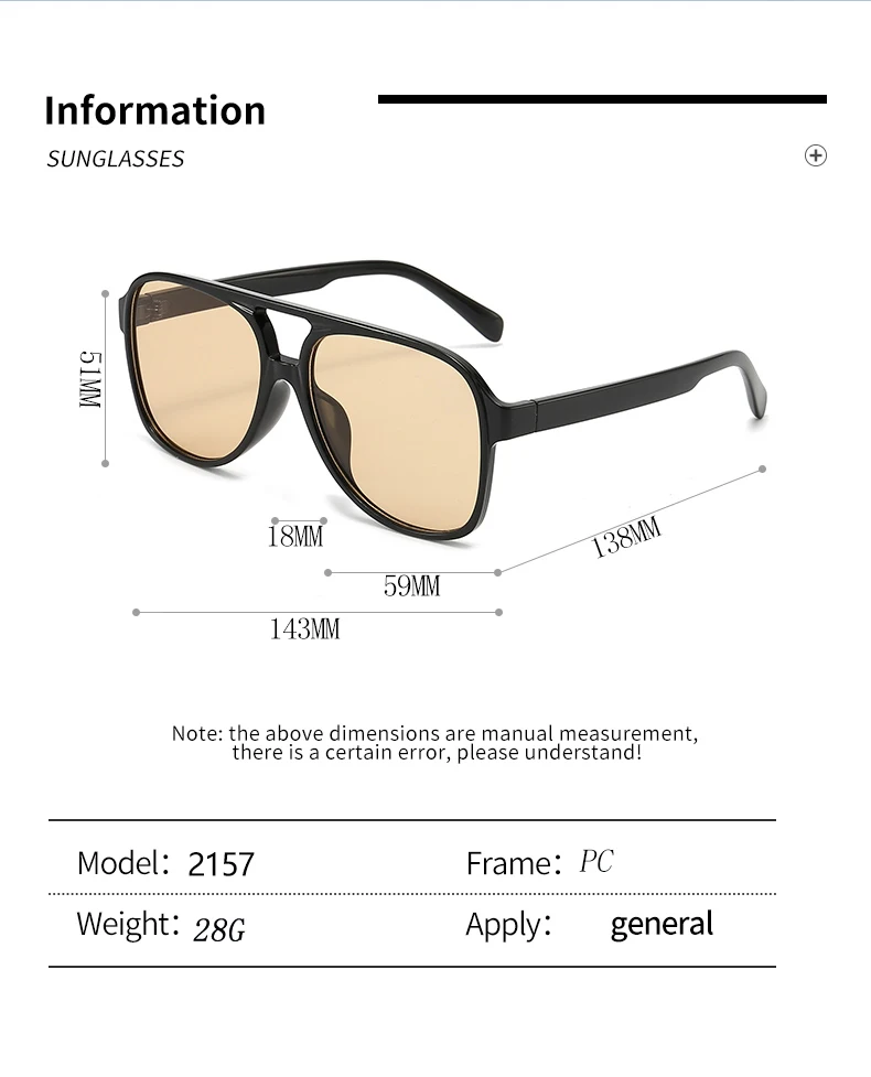 Vintage Chic Double-Beam Retro Square Aviator Sunglasses
