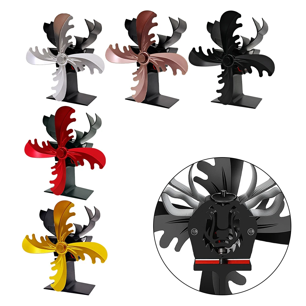 

4 Blade Fireplace Fan Mini Stove Fan Low Noise Heat Powered Fireplace Fan Home Winter Warm Wood Burning Stove Fan Energy Saving