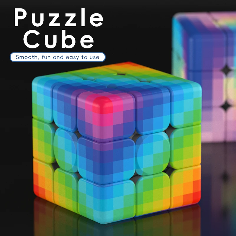 레인보우 모자이크 큐버스피드 3x3 스피드 큐브 퍼즐 매직 큐브 3x3x3 퍼즐, 3D 직소 퍼즐, 크리스마스/추수감사절 선물