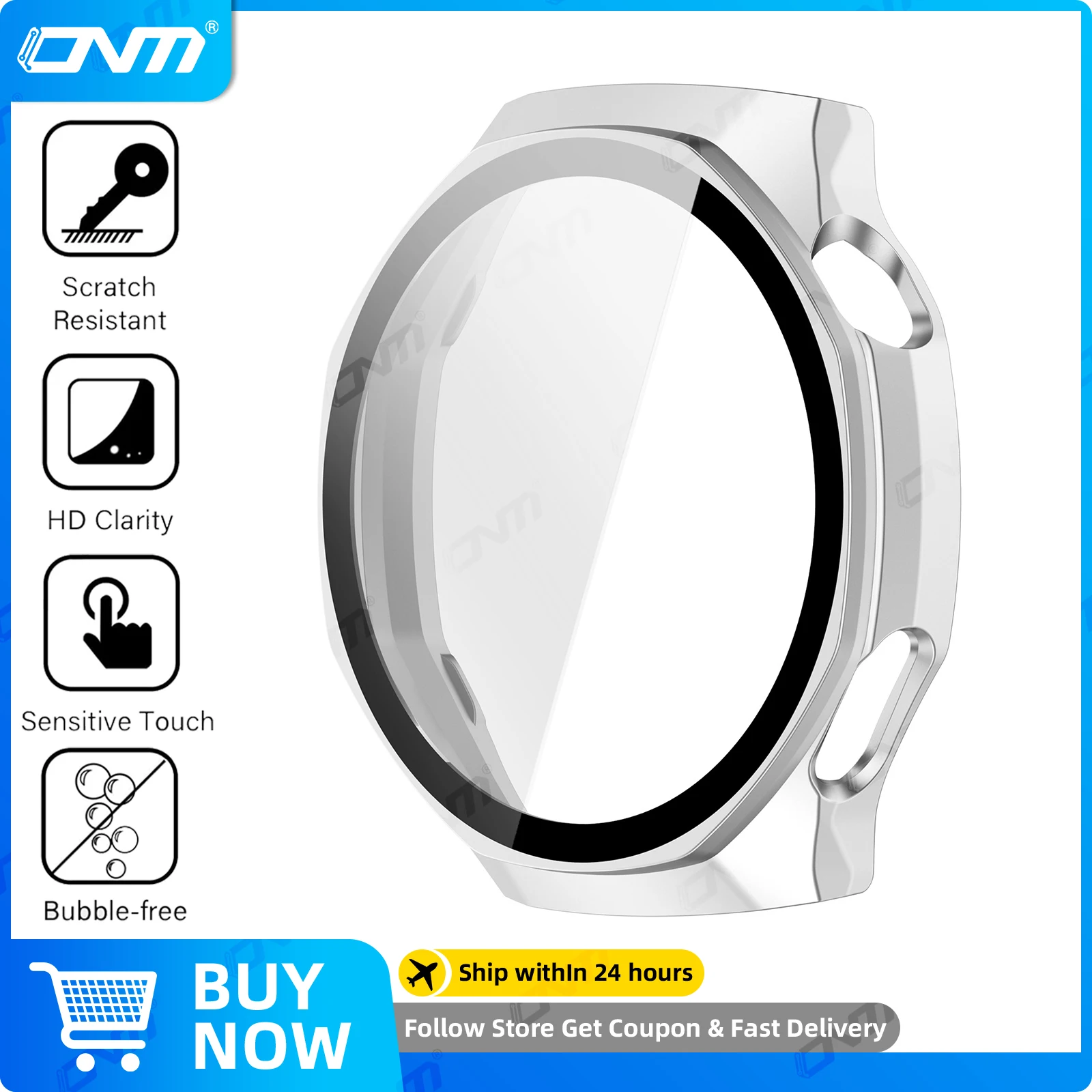 Premium Tempered Glass Screen Protector & Durable Protective Bumper for Smartwatch – Anti-Scratch, Hard PC Casing