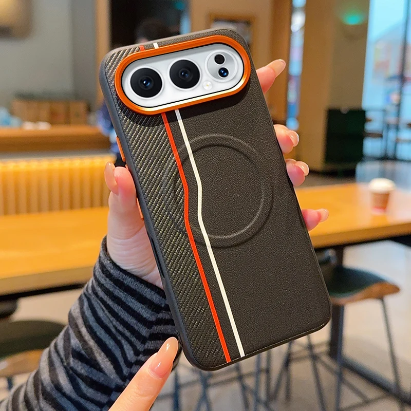 Luxury Color Block PU Leather Magnetic Phone Case, Ultra-Thin and Shockproof