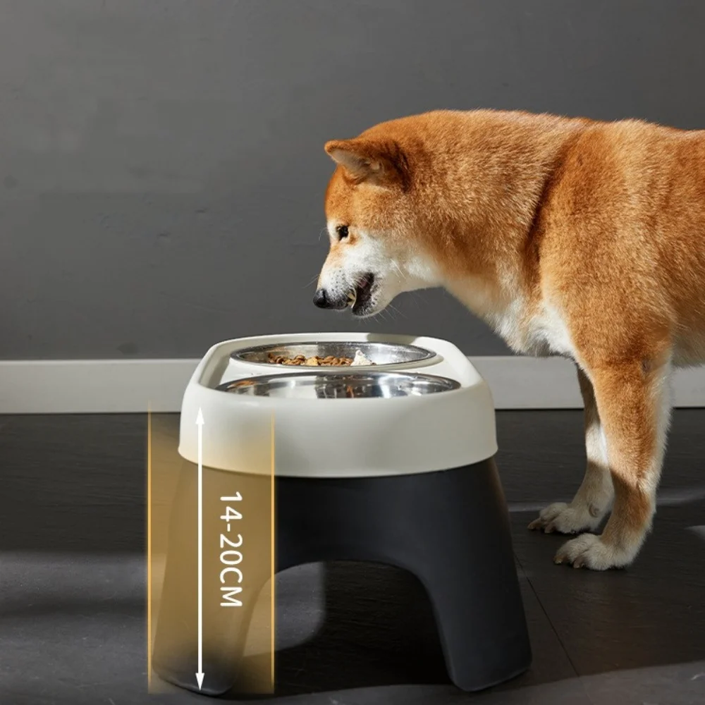 Elevated Pet Bowl Anti Knock Stainless Steel Food Cat Dog Feeding Bowls Double Bowl High Foot Leak Proof Pet Feeder Accessories 3