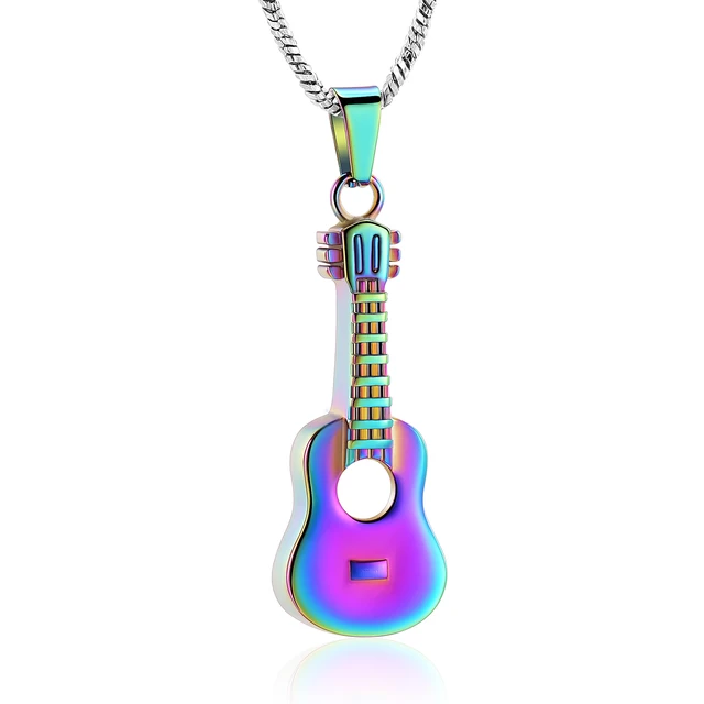 Footprint Guitar Pick Sterling Silver Cremation Pendant Necklace
