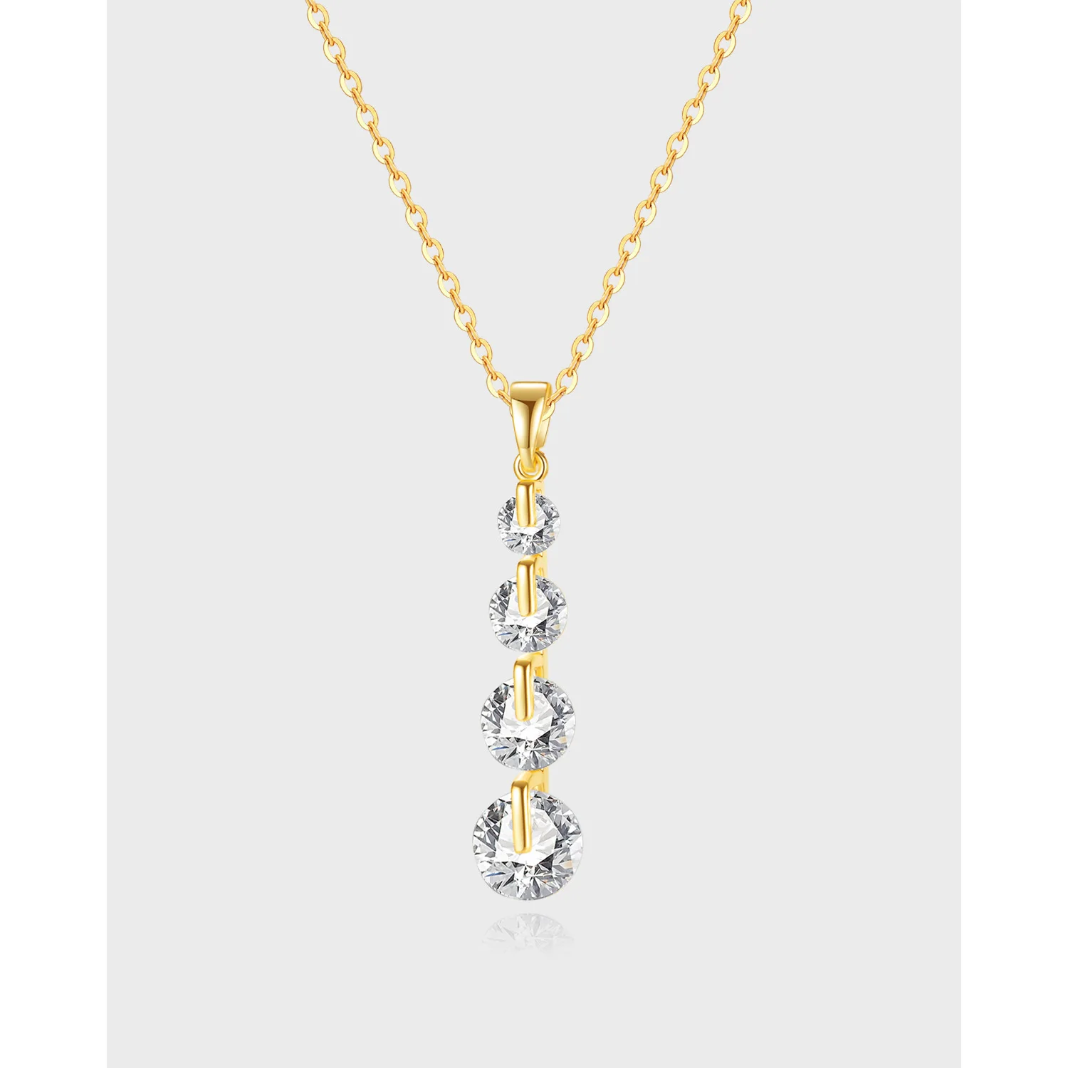 

KouCh Long Pendants Necklace With Round Cubic Zirconia Necklace For Woman Luxury Long Collier Stainless Steel 5pcs Wholesale