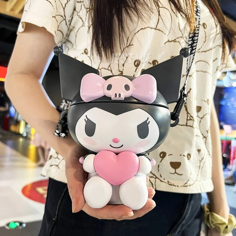 

Sanrio Kuromi Straw Water Cup 650ML Cartoon Water Cup Kawaii Cute Popcorn Bucket Anime Plastic Portable Kettle Girl Lovely Gifts