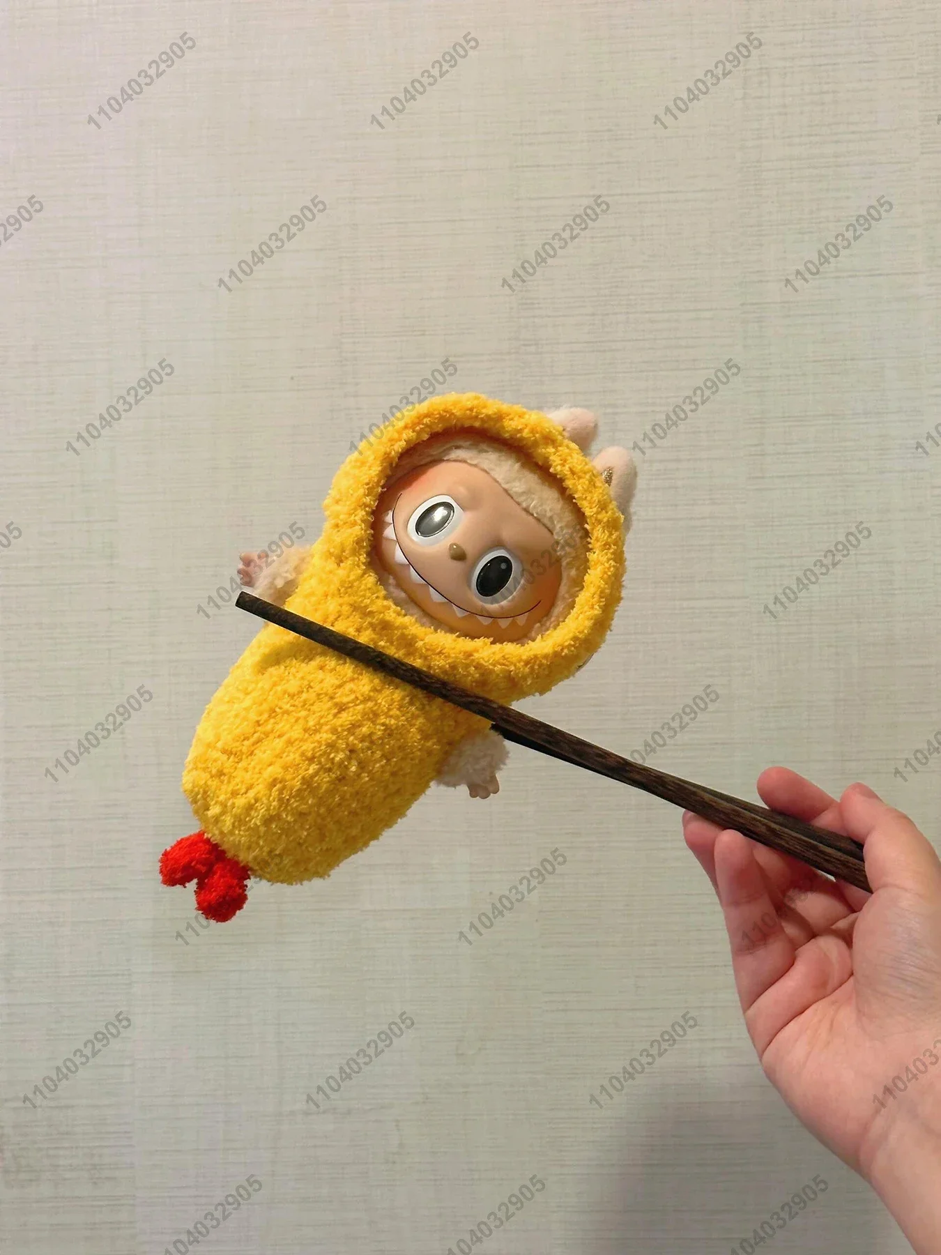 Labubu The Monster Fried Shrimp Costume Tempura Clothes 1:1 Original Replica Vinyl Doll Action Figure Bag Charm Pendant Gift