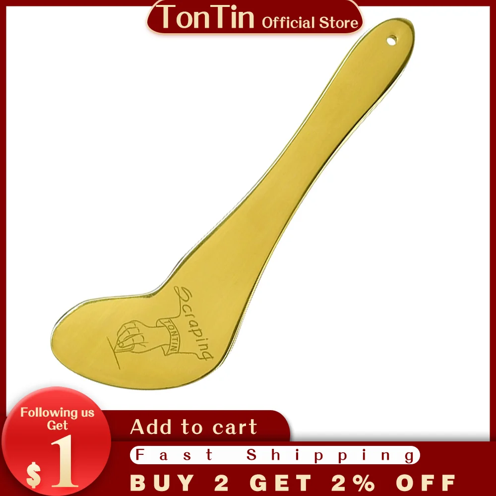 

Tontin Copper Face Eyes Deep Tissue Muscle Massage Tool Brass Guasha Beauty SPA kit Health Scraping L Shape board