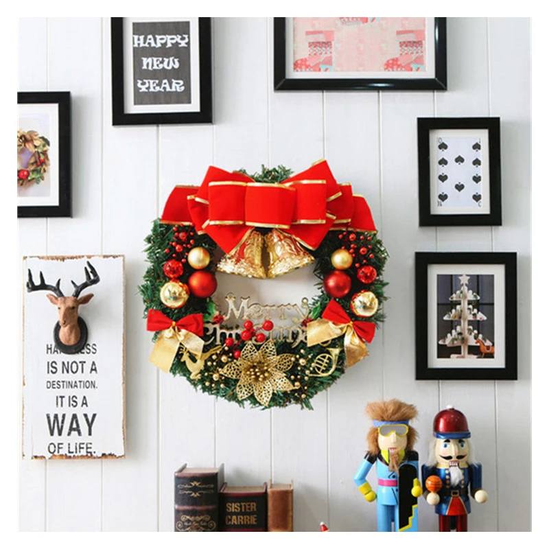 30CM Christmas Wreath for Front Door Window Wall Christmas Garland Ornament  Decorations Christmas Pendant New Year's Garland