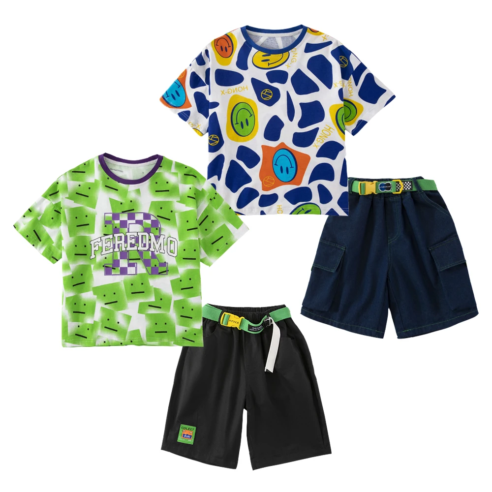 

Teens Children's Clothes for Boy Summer 2022 Fashion Cotton Printing Short Sleeve T-shirt+shorts Boys Sweatshirt Kids Outfit Set