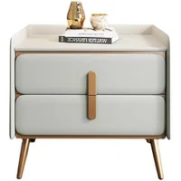 Table de chevet haut de gamme, meuble de luxe Simple en bois massif, meuble de maison en cuir, meuble de rangement moderne, chambre à coucher, planche de roche 1