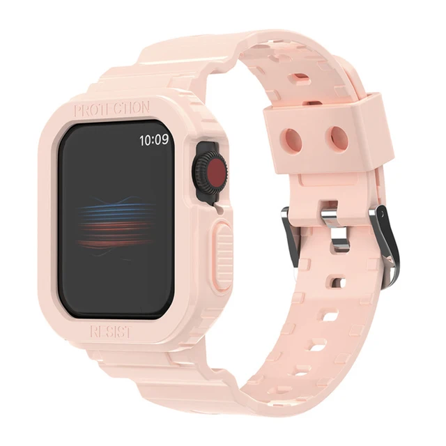 Rugged Protective Case and Bands for Apple Watch 45mm 41mm 44mm 42mm 40mm 38mm Strap, Cute Girl Crystal Jelly Cover iWatch Se76 Sand powder