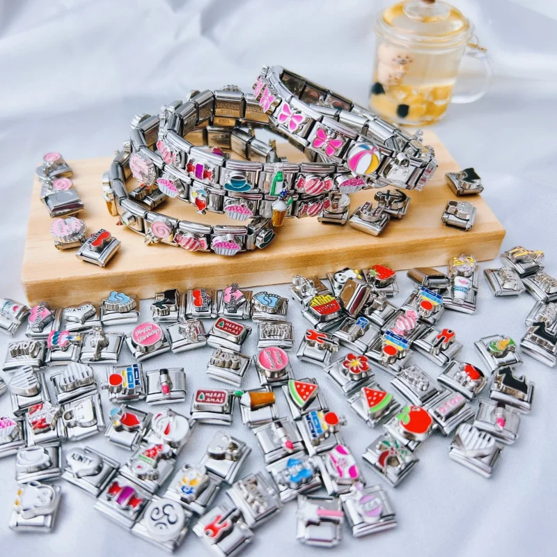 20 Mixed Italian Charm Link Bracelet 9MM Men Women DIY Parts Module Accessories Wholesale