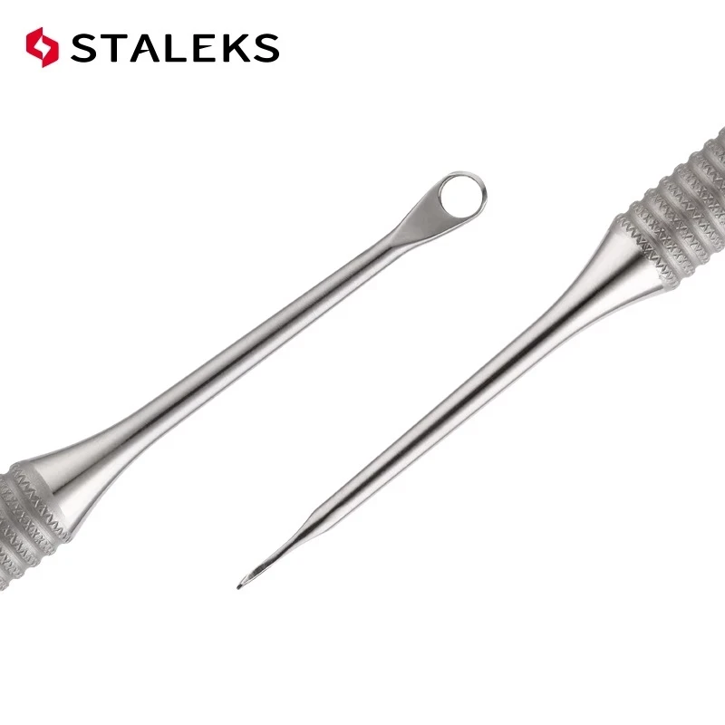 STALEKS Manicure Dead Skin Double-Headed Steel Push Ring-shaped Push Flat Nail Tool Acne Blackheads Tools PE-51-1