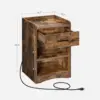 Nightstand with Charging Station, Bed Side Table with USB Ports and Outlets, Drawer 3
