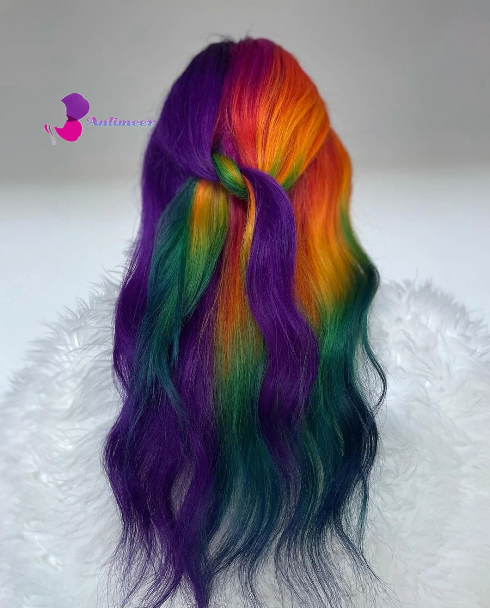 Rainbow Wig Ombre Purple Green Orange Green Lace Front Wig 100% Brazilian  Natural Wave Virgin Human hair Mixcolor Wig for Women| | - AliExpress