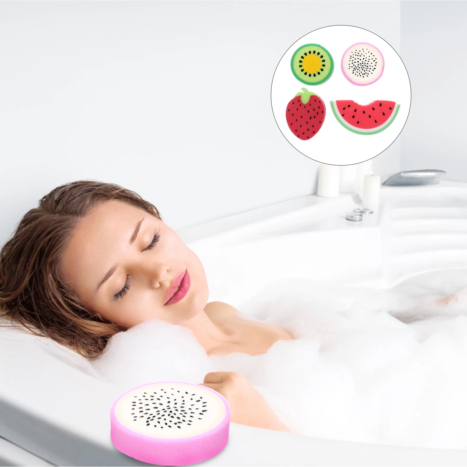 4 Pcs Fruit Bath Sponge Lovely Baby Shower Gel Head Kids Scrubbers Shaped Miss Childrens Bombs Bushing 2