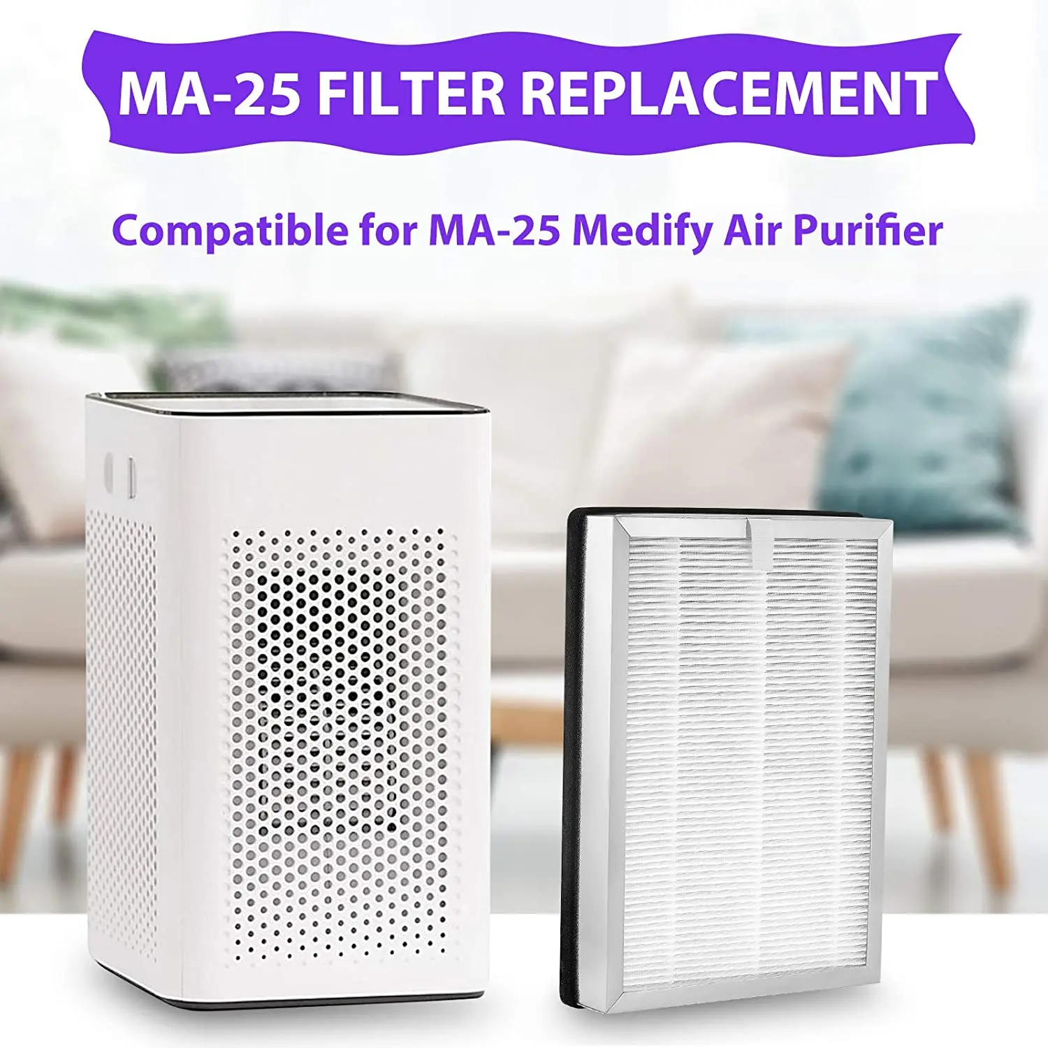 Lot de 2 Filtres HEPA H13 Remplacement Medify MA-25 3 en 1