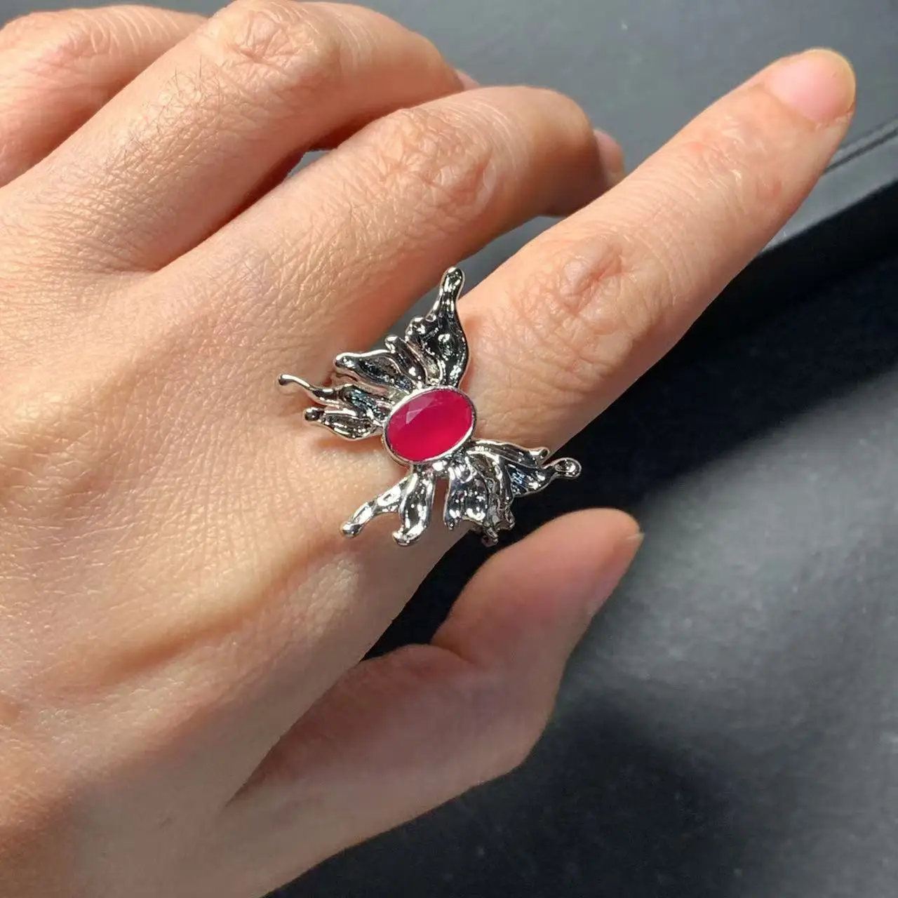 Natural Ruby Ring Adjustable Female Ring Jewelry for Women Gift Wholesale High Quality Vintage Fine