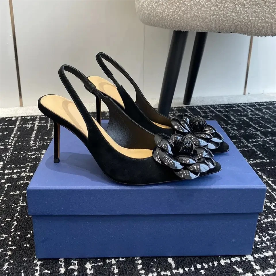 

Женские босоножки из натуральной кожи, с острым носком, на высоком каблуке