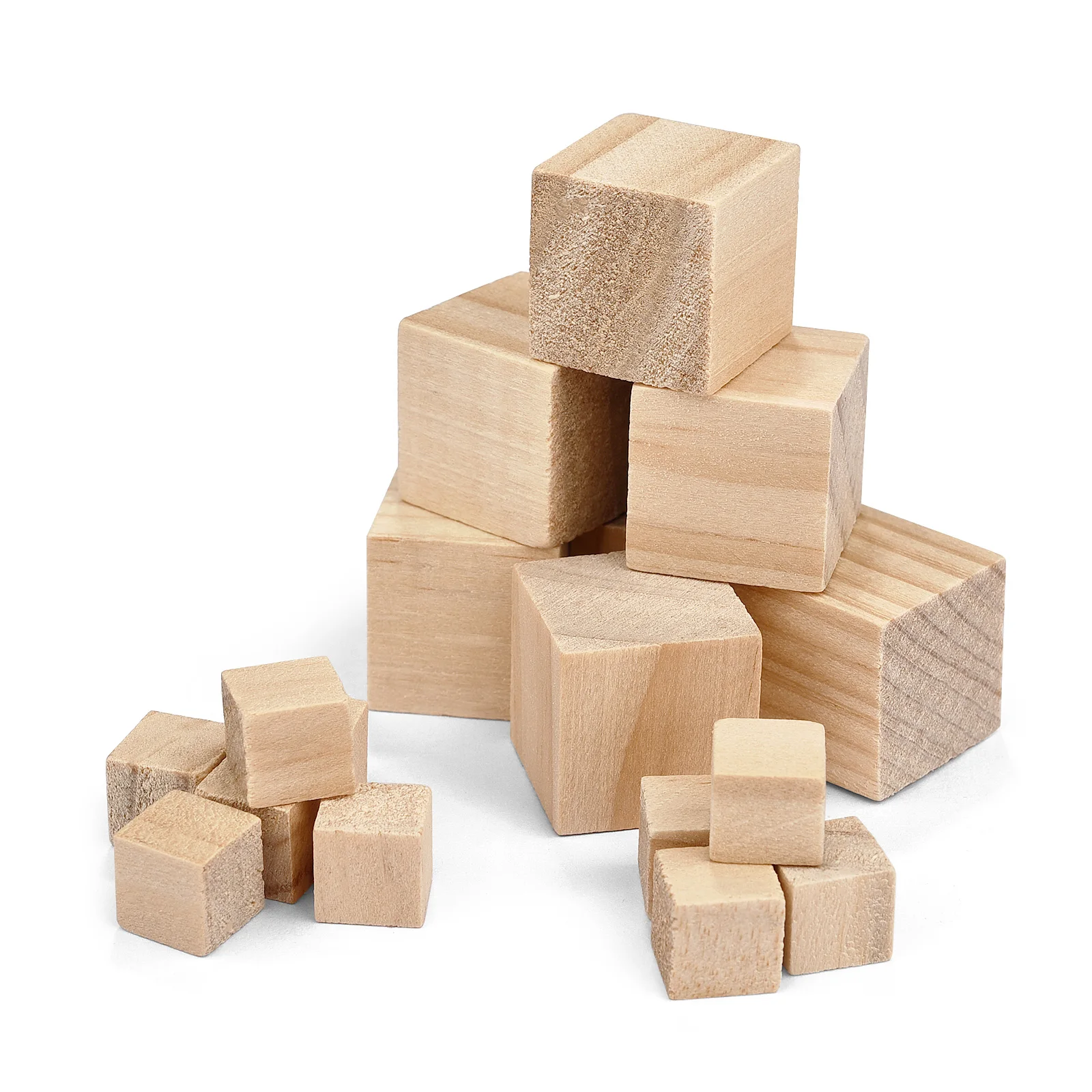 30 cubos de madera – bloques cuadrados de madera en blanco – bloques de  apilamiento de cubo de artesanía sin terminar para manualidades de  bricolaje