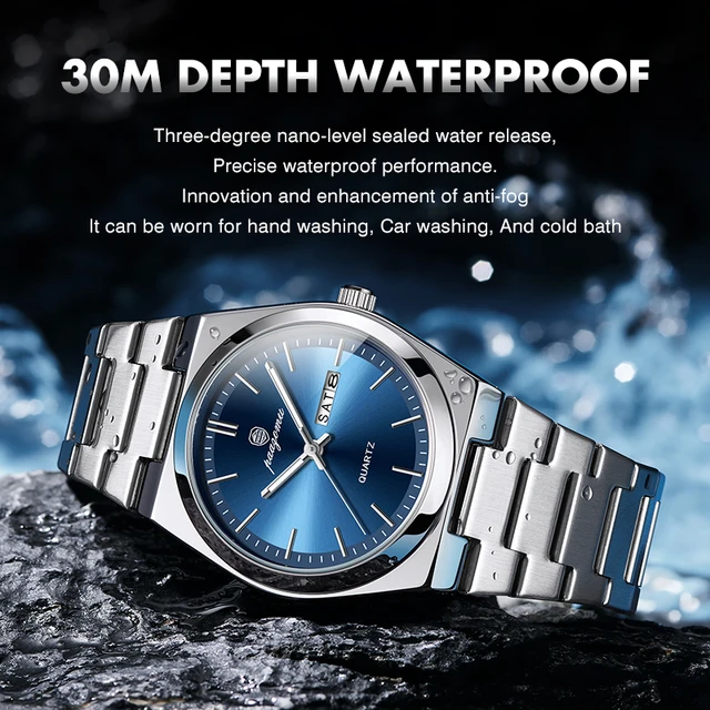 PENGAGAR luxe Quartz homme montre-bracelet Sport hommes montres étanche lumineux Date semaine acier inoxydable montre pour hommes mâle Reloj + boîte 2
