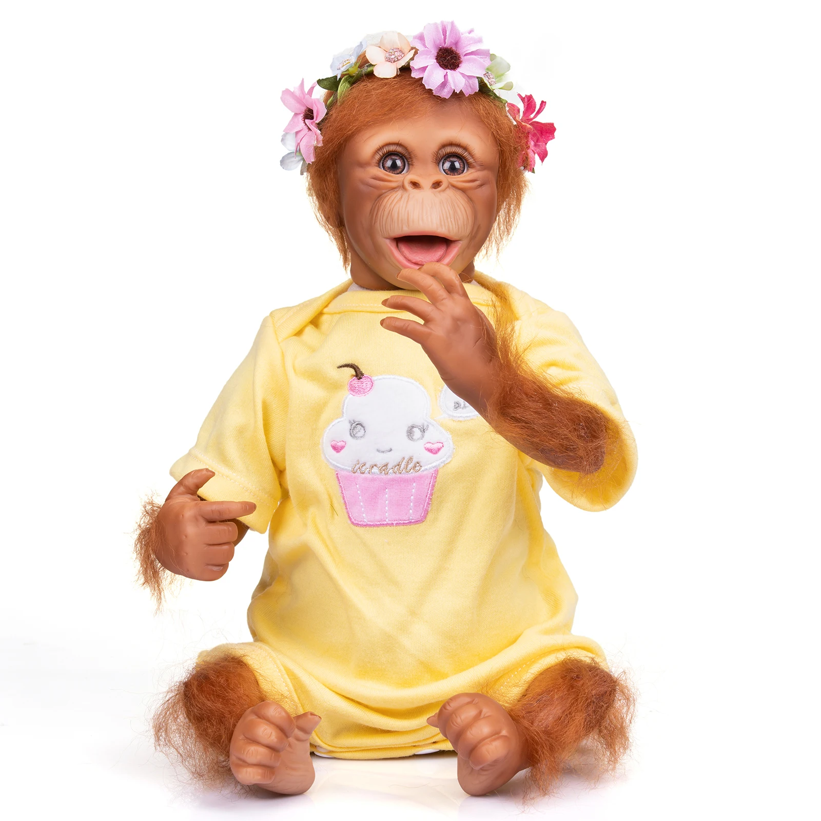 

45cm Reborn Baby Dolls Lovely Monkey for Doll Soft Silicone Cotton Body Comfortable Mohair Realistic Toys Kids