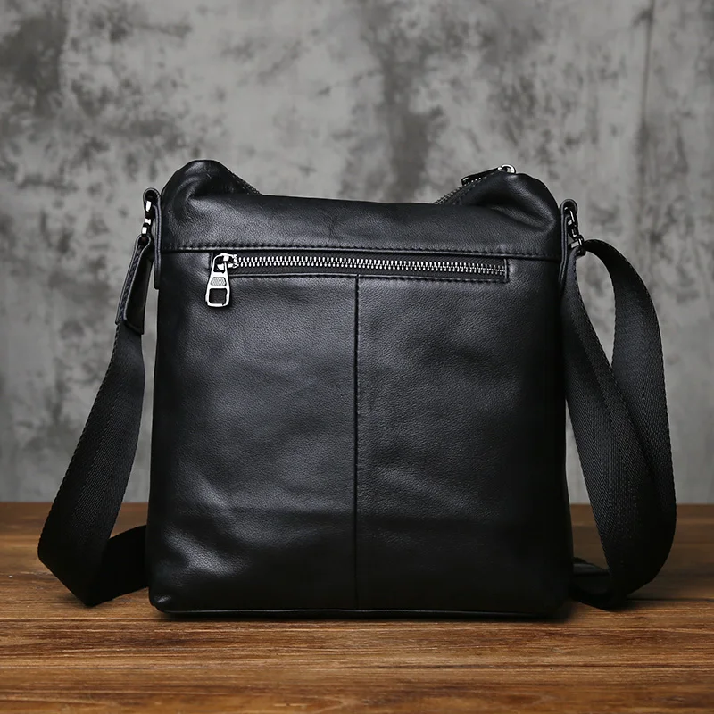 NZPJ Genuine Leather Men's Crossbody Bag Casual Top Layer Cowhide Shoulder Bag Fashionable Men's Bag  For 10-Inch IPad