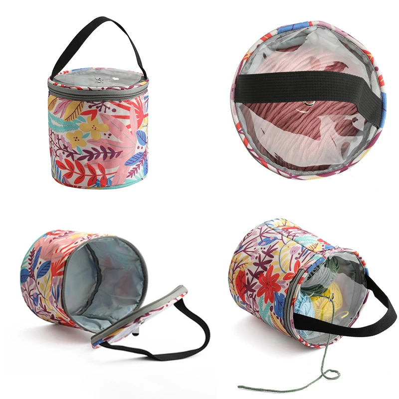 

Домашняя сумка для хранения из полиэфирной шерсти и пряжи с принтом «сделай сам», Сумка с зелеными пионами для ежедневного использования, Портативная сумка для хранения швейных принадлежностей