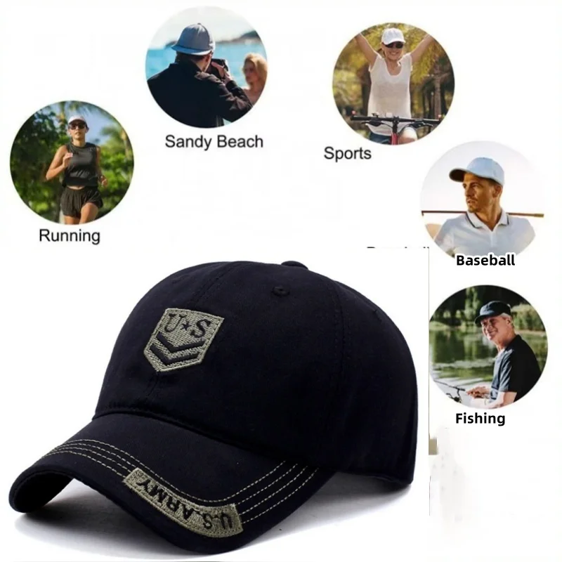 Men Letter US Embroidered Sports Golf Baseball Cap Hiking Cycling Running Hat Outdoor Hunting Jungle Sunhats Trucker Sunscreen