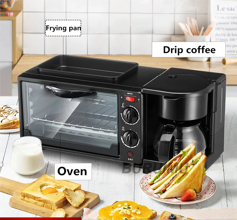 Description Picture 5 of itemHousehold 3 In 1 Multifunction Bread Toaster 9L Electric Oven Coffee Maker Pizza Egg Tart Oven Frying Pan Breakfast Machine