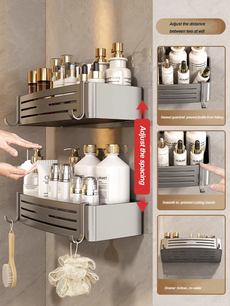 Bathroom Shelf Without Drilling Hanging Organizers Towel Rack Toiletries Storage Shelves Organizer Holder Shampoo For Bathroom storage rack,towel rack,bathroom shelf,shower shelf,bathroom storage shelf,storage shelf,bathroom accessories,shower rack,bathroom corner shelf,shampoo rack