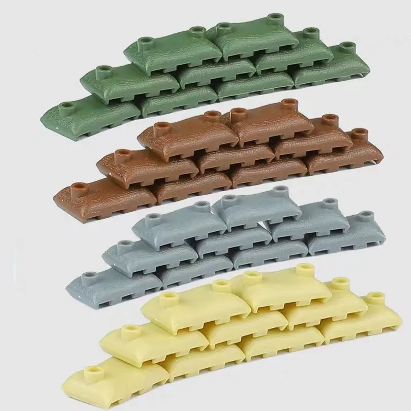 MOC 군용 샌드백 빌딩 블록, WW2 군인 무기 벽돌 호환, DIY 육군 장면 부품, 남아용 장난감 선물, 50 개 