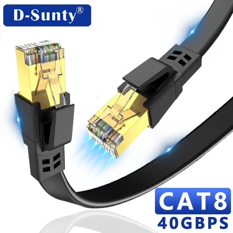 Cat 8 Cable Flat Cat8 Rj45 40gbps 2000mhz Sftp High Speed