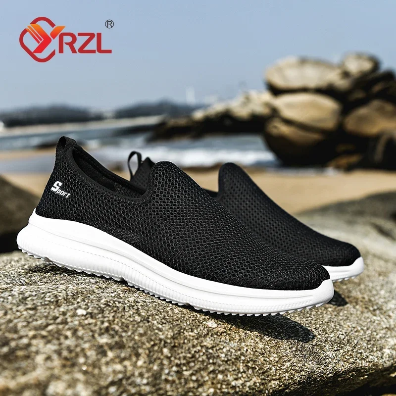 YRZL Men's Sneakers Breathable Unisex Casual Shoes Outdoor Non-Slip Mesh Loafers Walking Lightweight Fashion Male Tennis Shoes 3