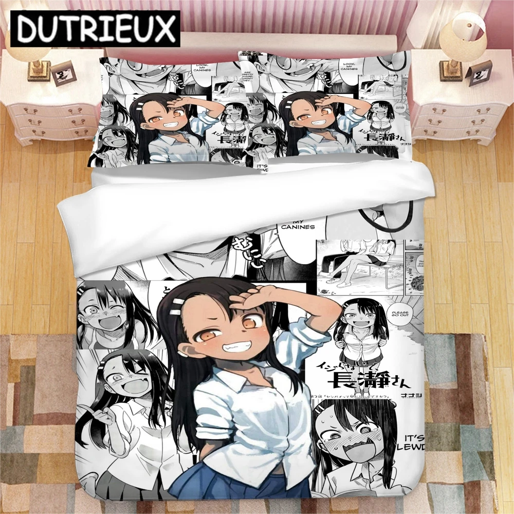 

Anime Nagatoro 3D Printed Bedding Set King Duvet Cover Pillow Case Comforter Cover Adult Kids Bedclothes Bed Linens 02