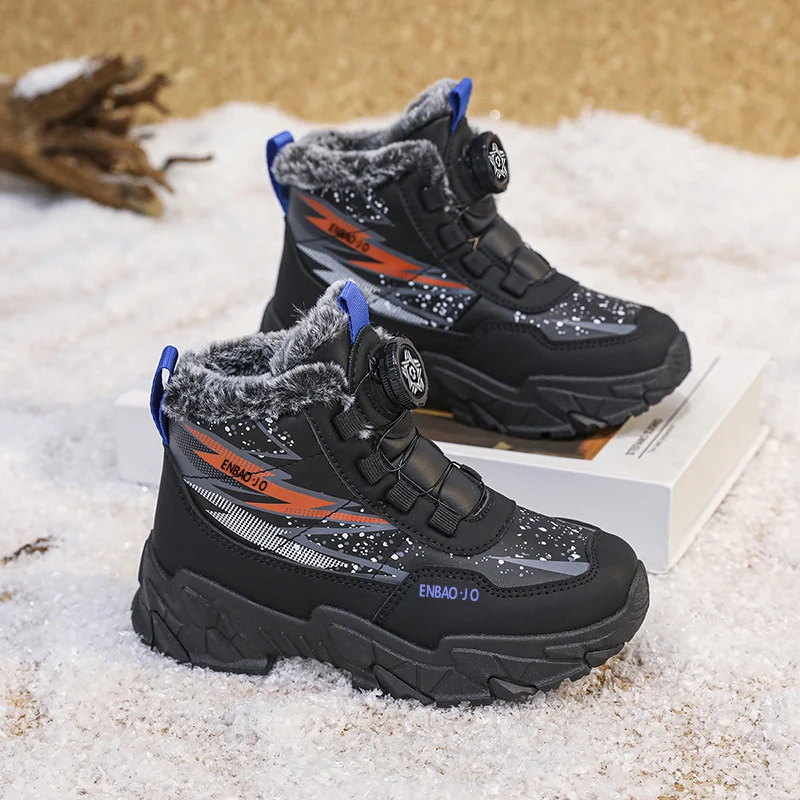 Neu Kinder Schnee Stiefel Trendy Alle-spiel Kid Winter Dicken Boden Baumwolle Schuh Mid Top Warme Mädchen_voghion.com