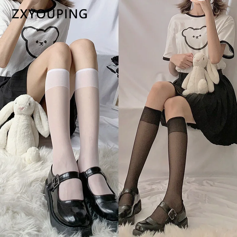 

Ultra Thin Women's Silk Stockings Nylon Black White Socks Anti-snagging High Elasticity Girls Skinny Legs Over Knee Thigh Socks