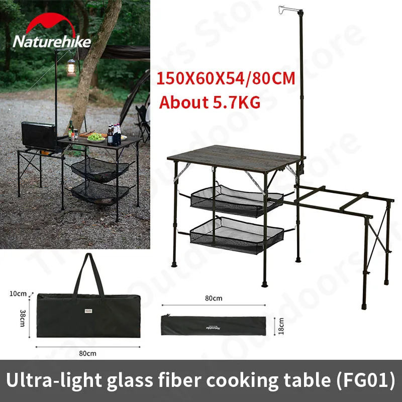 

Naturehike FG01 Foldable Cooking Table Outdoor Picnic Ultralight Glass Fiber Gas Range Shelf Rack With Mesh Bag Portable Worktop