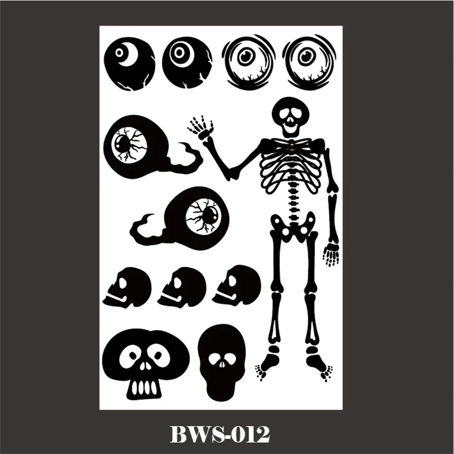 Tattoo Sticker Temporary Tattoos 1PC New Cartoon Halloween Tattoos With Black Bat Spider Web Water Transfer Tattoo Stickers Disposable