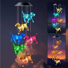 

LED Colorful Solar Power Wind Chime Waterproof Crystal Dog Outdoor Windchime Solar Light for Garden Light Sensor Garland Lights