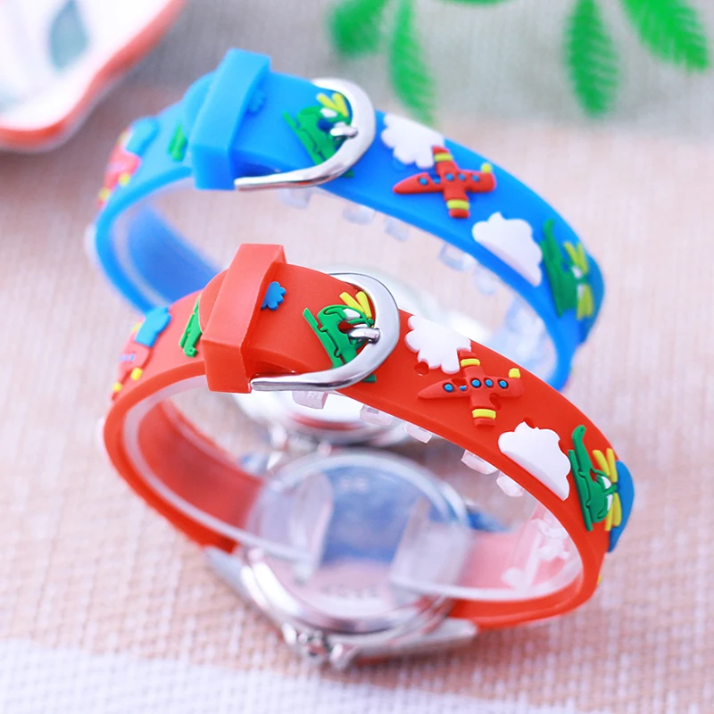 New Style Fashion Children Boys Girls Cartoon Helicopter Plane High Quality Watches Students Kids Cool Water Resistant Watches 5