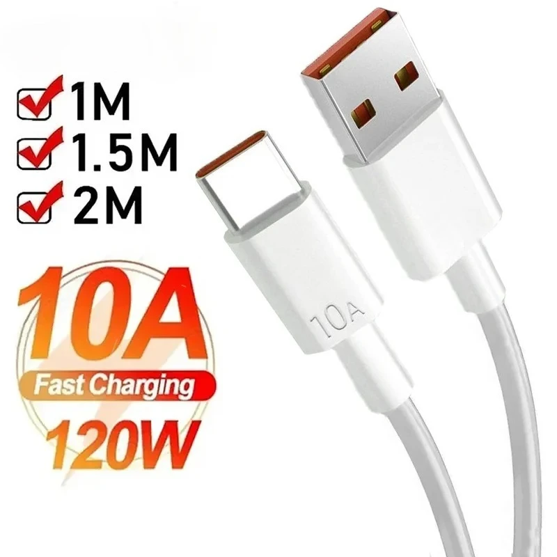 USB Type C Cable 1M/1.5M/2M Universal 120W 10A For Xiaomi Smasung S24 S23 Huawei P70 Honor Data Cord