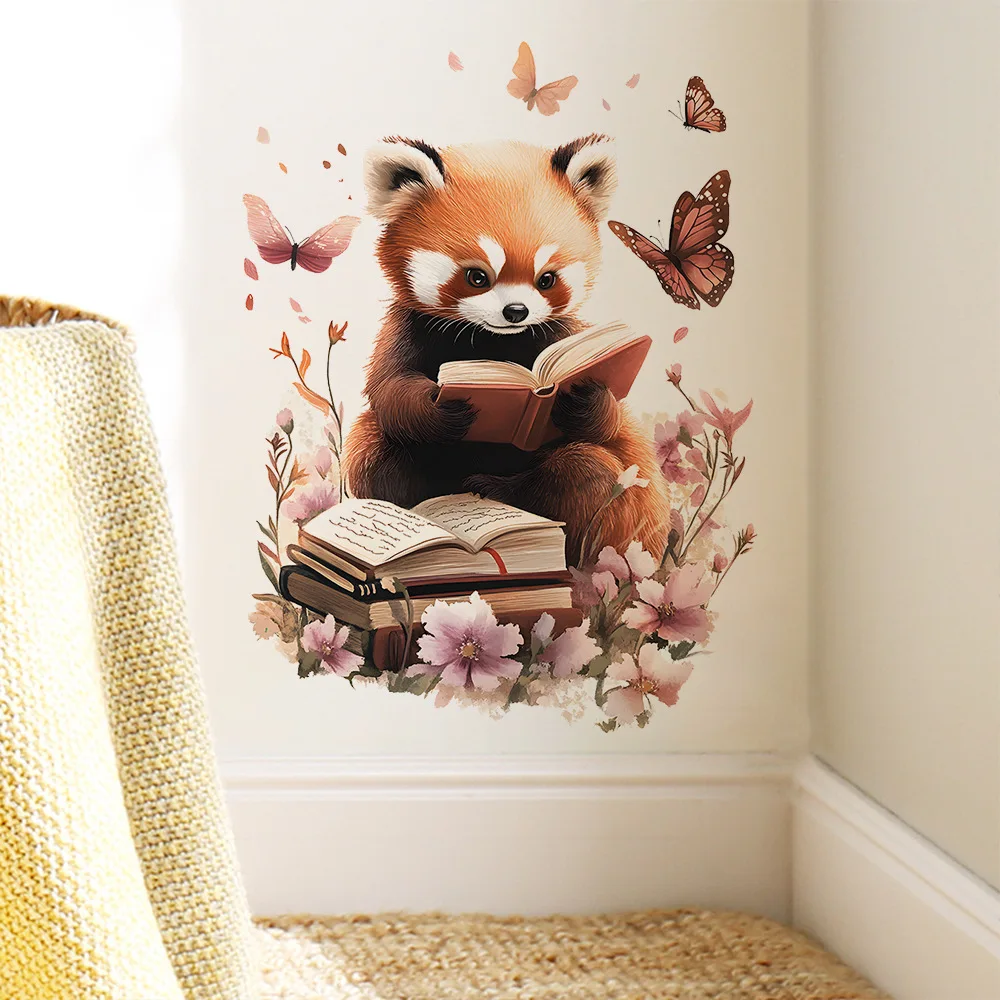 Cute Raccoon Wall Sticker Removable PVC Decor for Kids Room, Bedroom, Living Room - Self-Adhesive Home Decals (VA-F588)