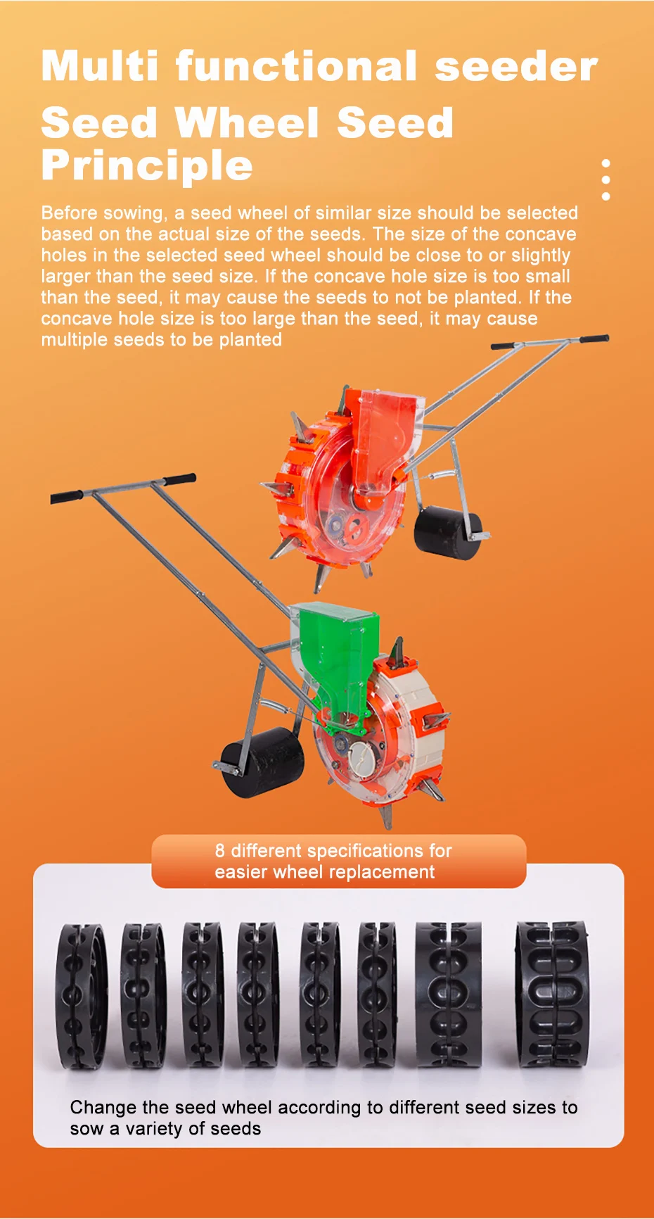 Description Picture 5 of itemHand Pushed Peanuts Soybeans Roller Planter Hand Pushed Seeder Corn and Grains Precision Seeder Planter for Corn