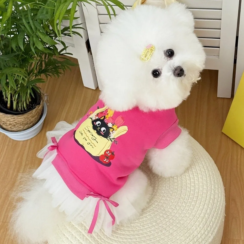 Fashion Style Dopamine Dog Pullover Hoodie Cartoon Print Breathable Pet Puppy Skirt Soft Warm Thick Dog Clothing Gift Clothing